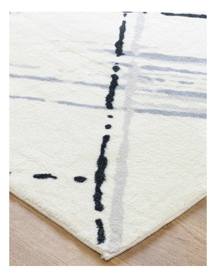 Cloud Geo Cream Blue Washable Rug - Fairy004 image 2