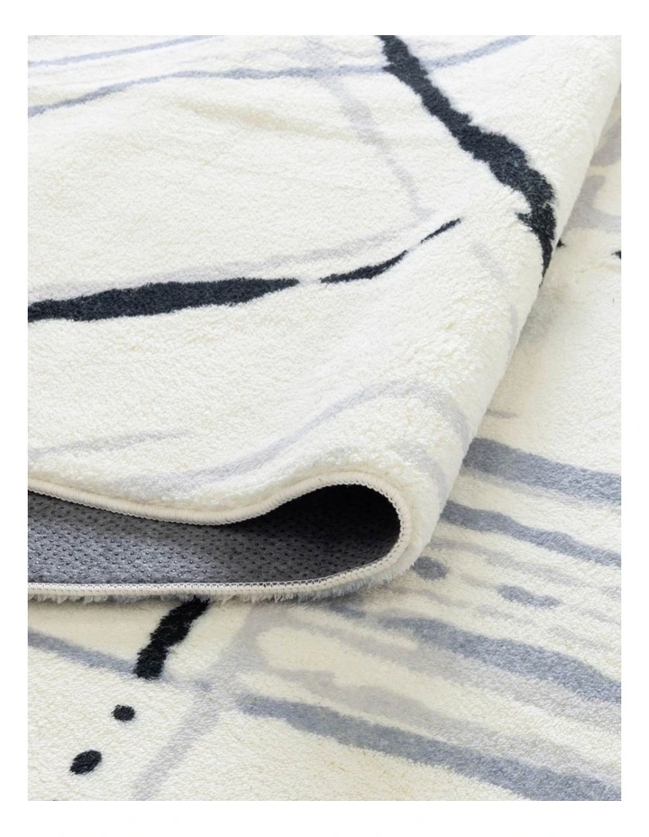 Cloud Geo Cream Blue Washable Rug - Fairy004 image 3