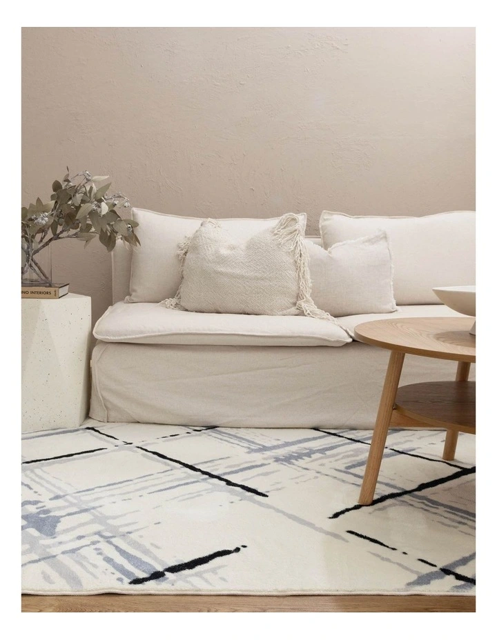 Cloud Geo Cream Blue Washable Rug - Fairy004 image 4