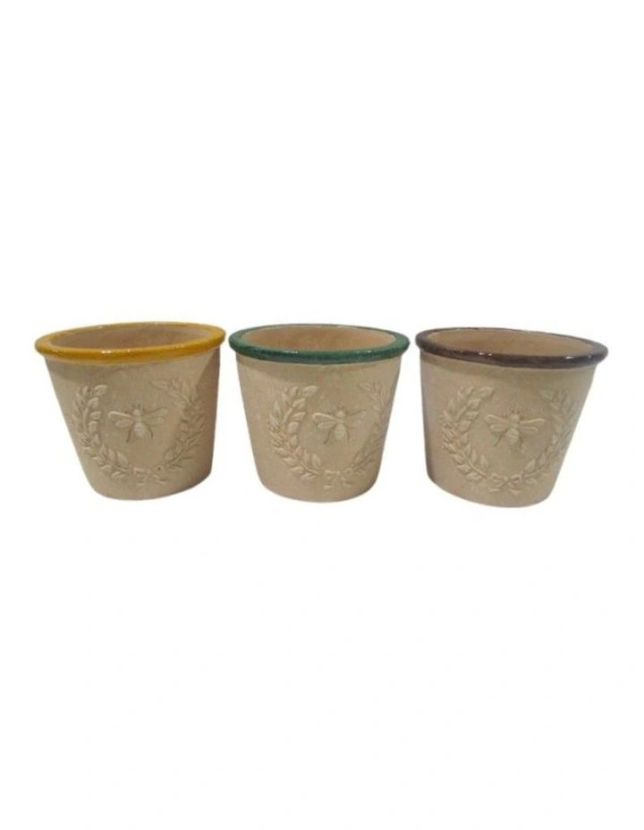 Willow & Silk S/3 Bee-Kind Asst Pots image 1