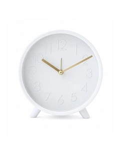 Clevinger Modern Analogue Alarm Clock 14.7cm in White & Gold Bedside Tabletop Clock