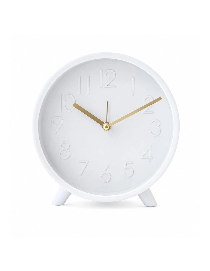 Clevinger Modern Analogue Alarm Clock 14.7cm in White & Gold Bedside Tabletop Clock image 1