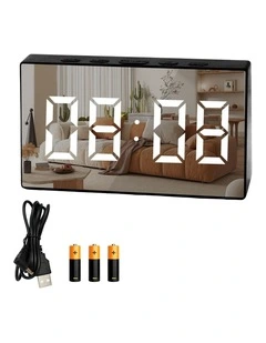 Clevinger Black LED Digital Alarm Clock with Mirror Display & Snooze 13cm