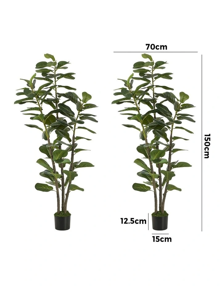 Livsip 2PCS Artificial Fiddle Leaf Fig Tree 150cm Lifelike Faux Potted Plant image 3
