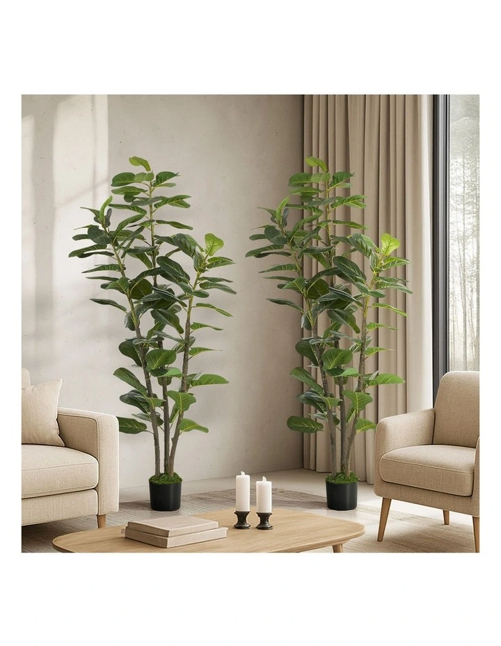 Livsip 2PCS Artificial Fiddle Leaf Fig Tree 150cm Lifelike Faux Potted Plant image 4