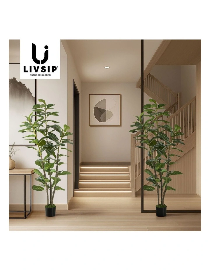 Livsip 2PCS Artificial Fiddle Leaf Fig Tree 150cm Lifelike Faux Potted Plant image 7
