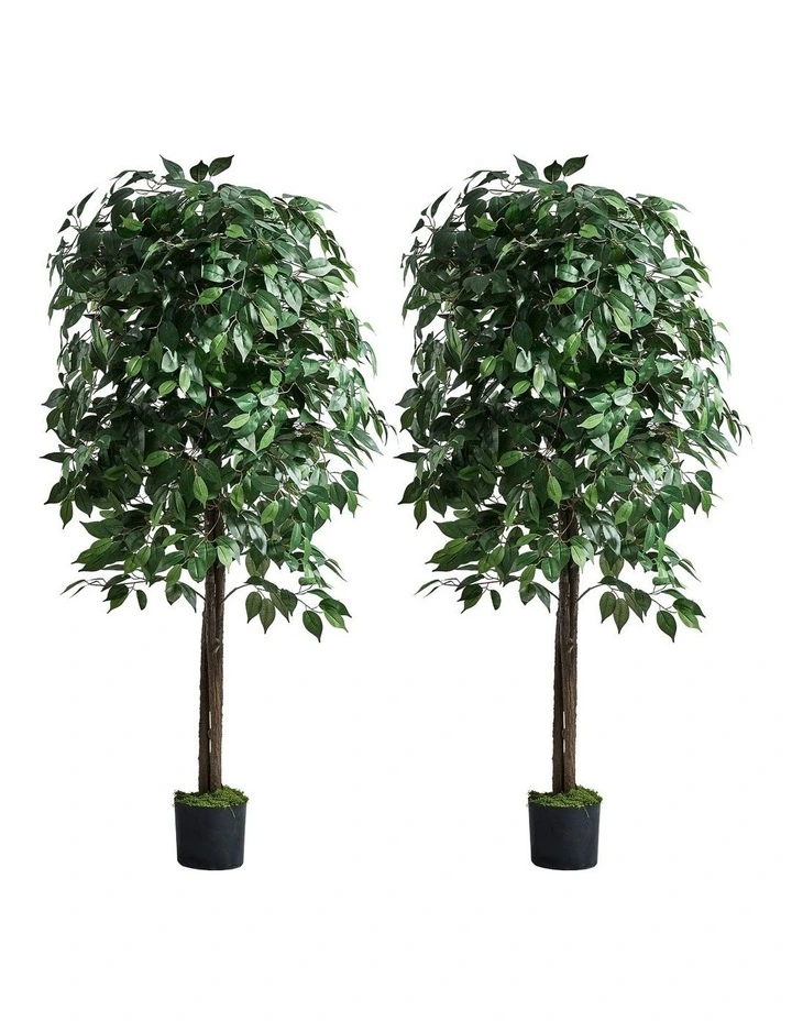 Livsip 2 Pack Artificial Ficus Tree Faux Potted Plants 180cm image 1