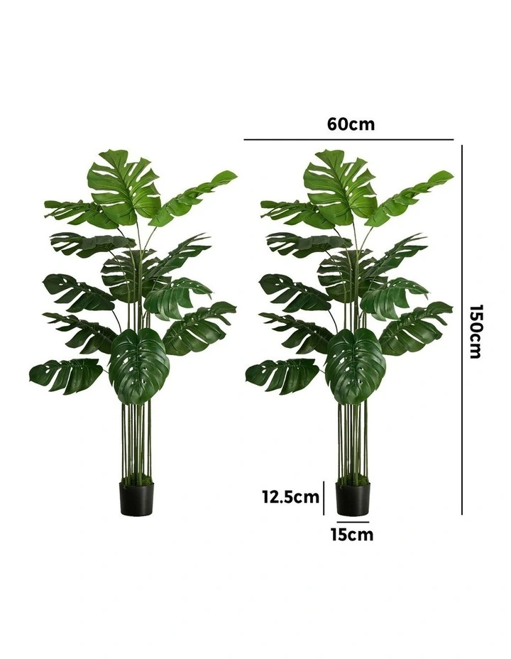 Livsip 2 Pack Artificial Tree 150cm Faux Monstera Deliciosa Plant image 3