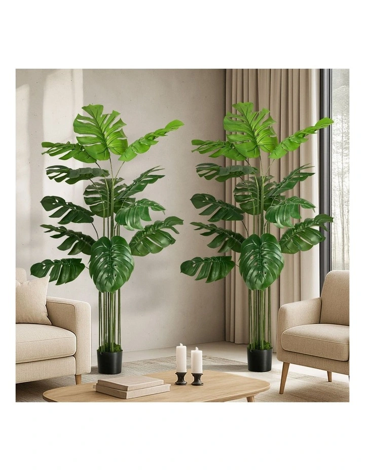 Livsip 2 Pack Artificial Tree 150cm Faux Monstera Deliciosa Plant image 4