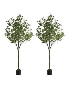 Livsip 2PCS Artificial Eucalyptus Tree 180cm Potted Faux Plant