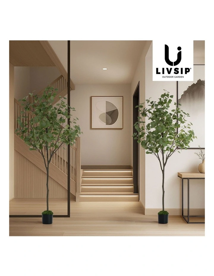Livsip 2PCS Artificial Eucalyptus Tree 180cm Potted Faux Plant image 7