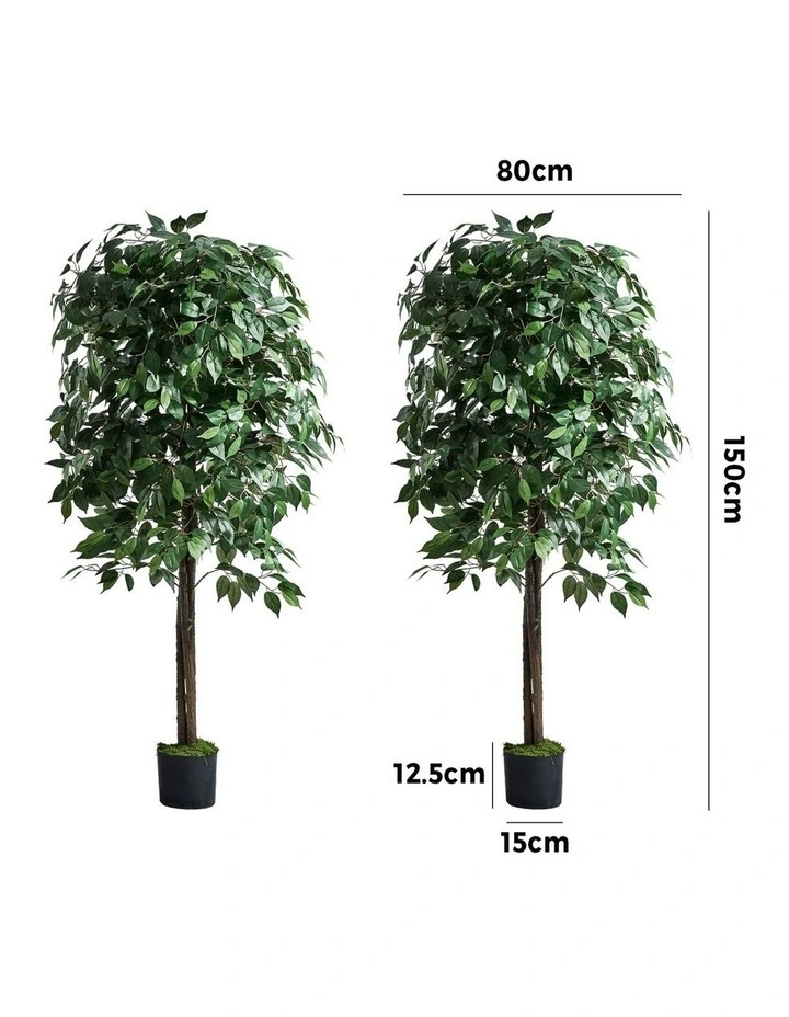 Livsip 2 Pack 150cm Artificial Ficus Tree Faux Potted Plants image 3