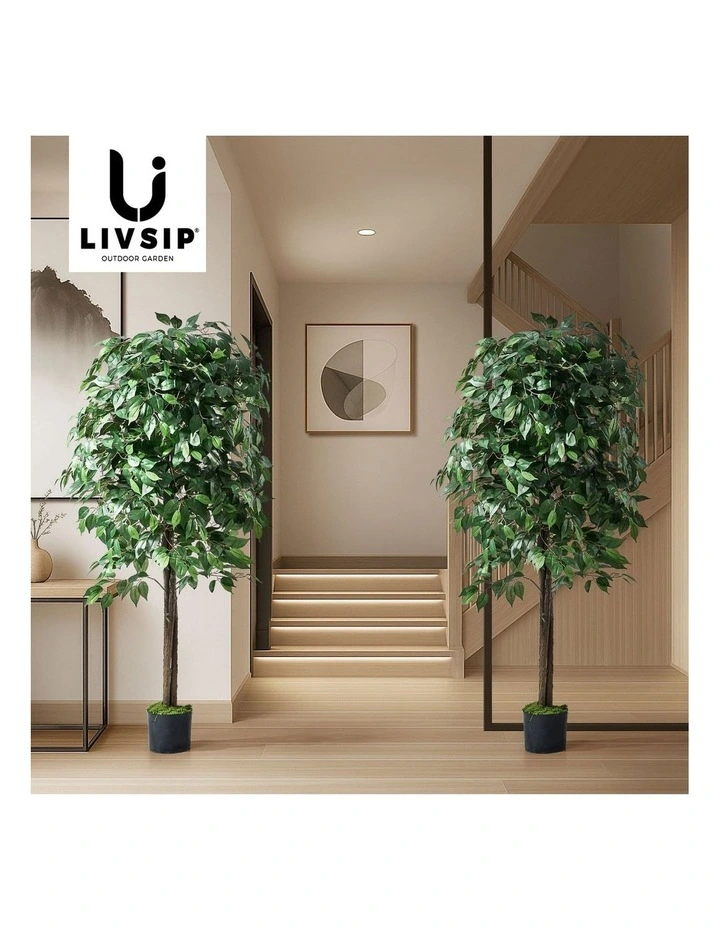 Livsip 2 Pack 150cm Artificial Ficus Tree Faux Potted Plants image 7