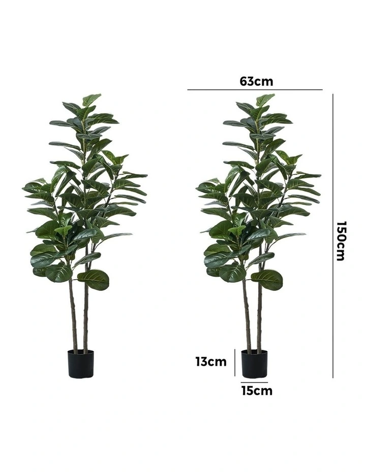 Livsip 2x Artificial Fiddle Leaf Fig Tree Lifelike Faux Plants 150cm image 3