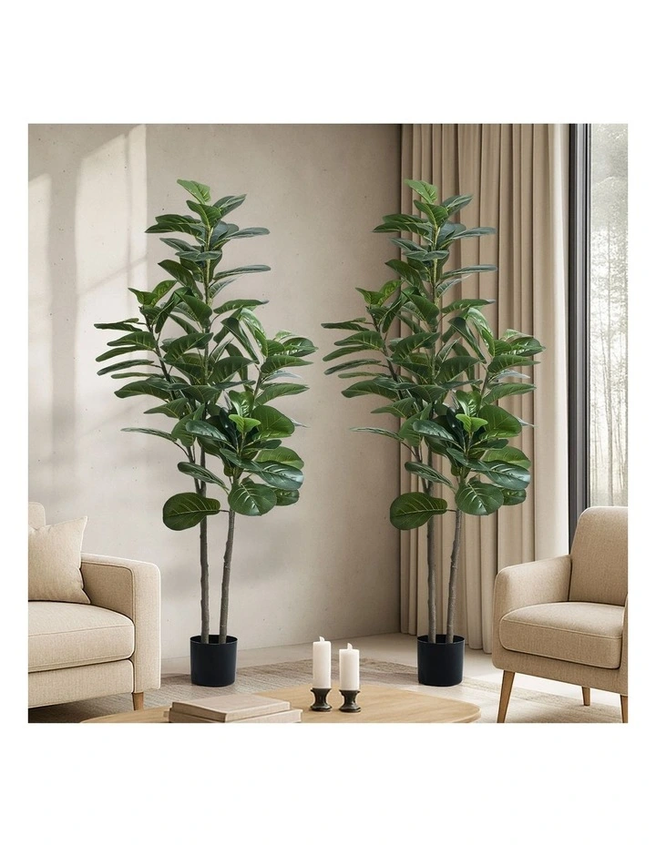 Livsip 2x Artificial Fiddle Leaf Fig Tree Lifelike Faux Plants 150cm image 4