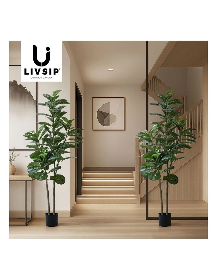 Livsip 2x Artificial Fiddle Leaf Fig Tree Lifelike Faux Plants 150cm image 7