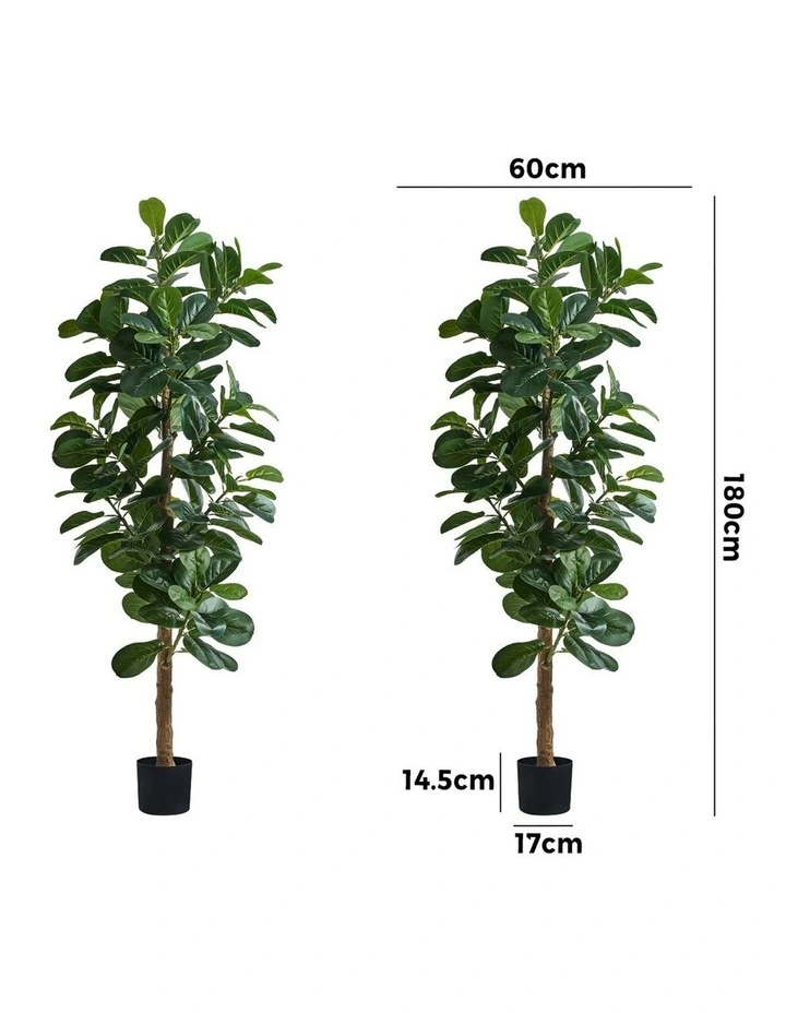 Livsip 2x Artificial Fiddle Leaf Fig Tree Lifelike Faux Plants 180cm image 3