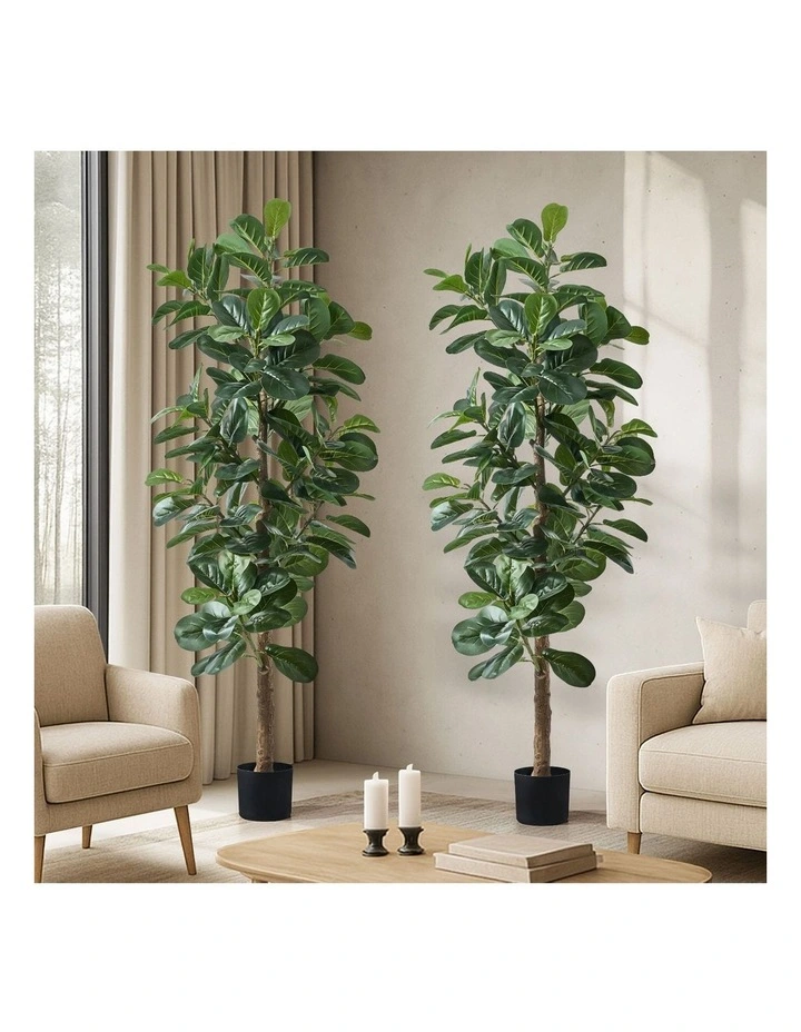 Livsip 2x Artificial Fiddle Leaf Fig Tree Lifelike Faux Plants 180cm image 4