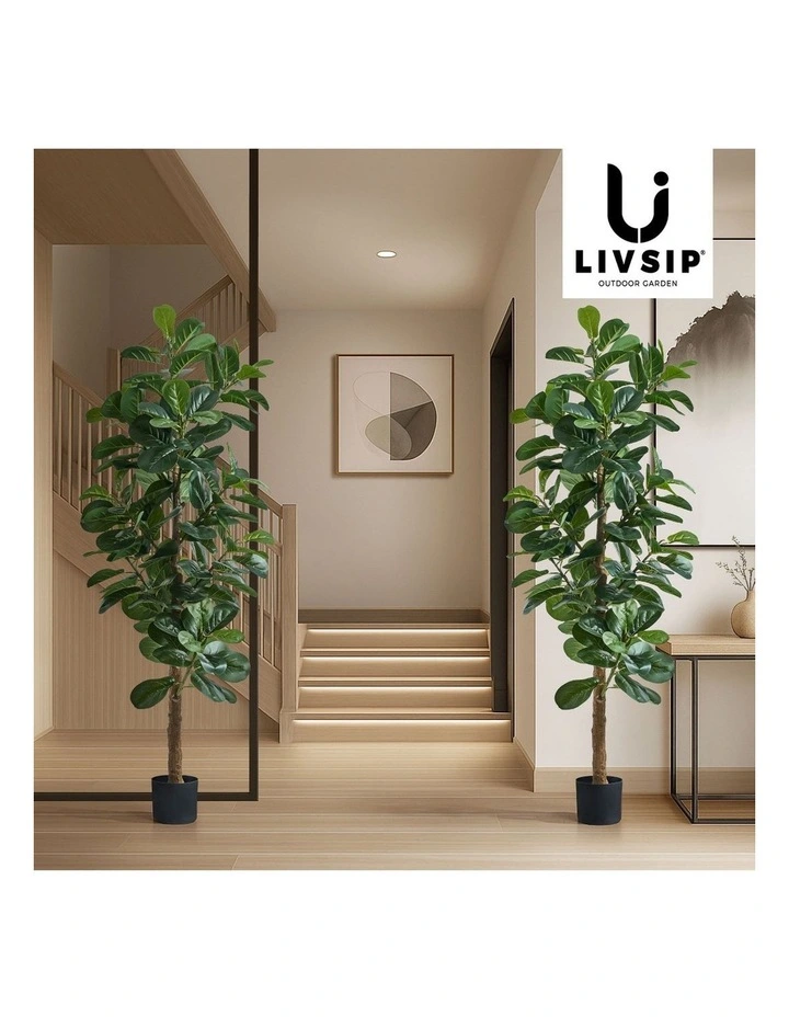 Livsip 2x Artificial Fiddle Leaf Fig Tree Lifelike Faux Plants 180cm image 7