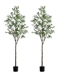 Livsip 2 Pack Artificial Olive Tree Tall Faux Potted Plants 210cm