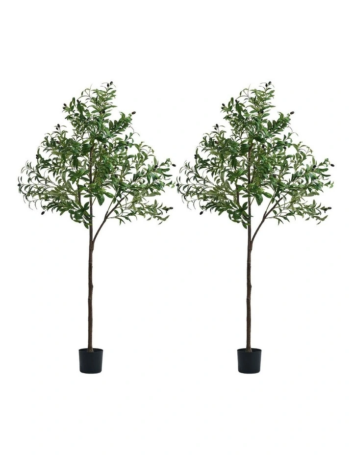Livsip 2 Pack Artificial Olive Tree Faux Potted Plants 180cm image 1