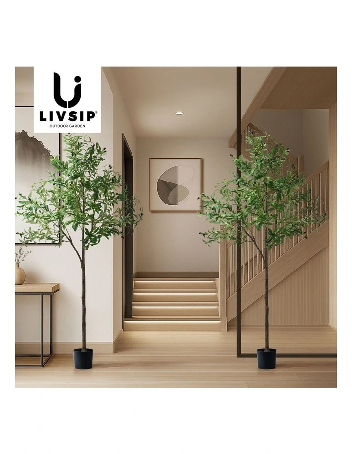 Livsip 2 Pack Artificial Olive Tree Faux Potted Plants 180cm image 7