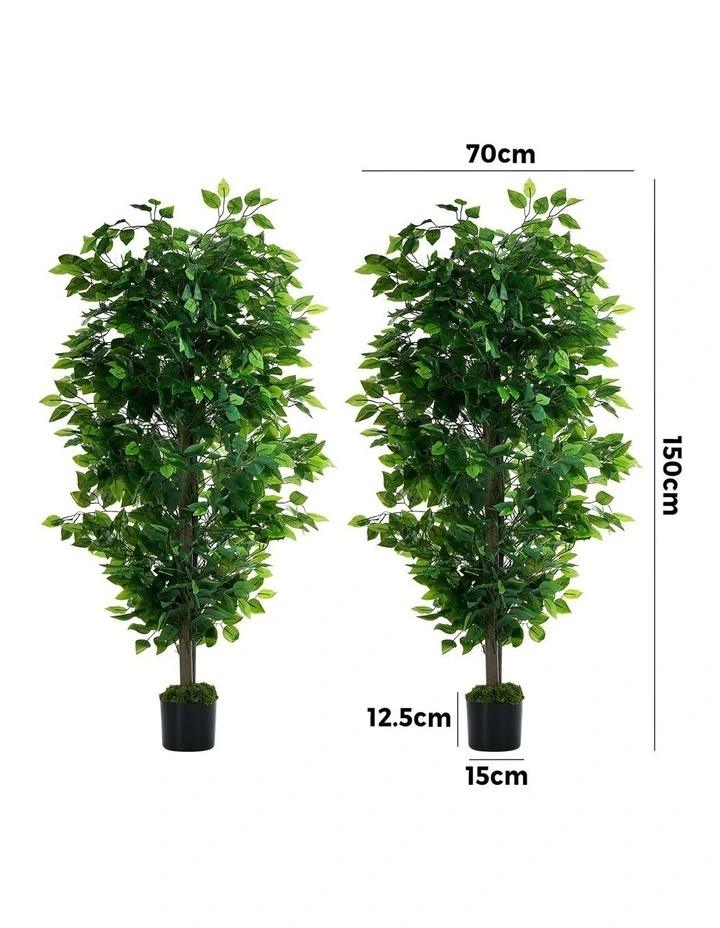 Livsip 2 Pack Artificial Ficus Tree 150cm Potted Faux Plant image 3