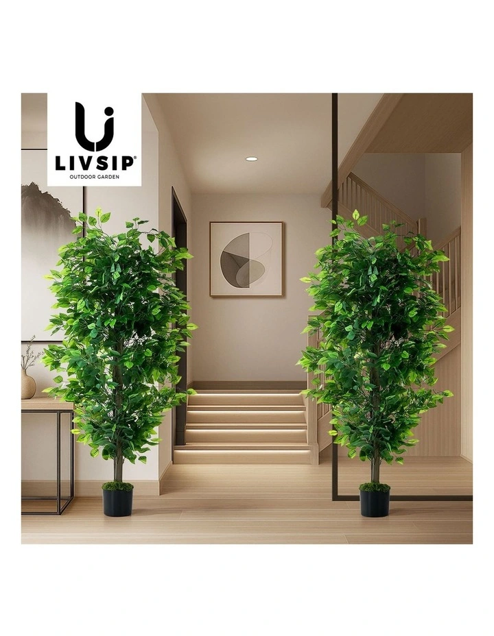 Livsip 2 Pack Artificial Ficus Tree 150cm Potted Faux Plant image 7