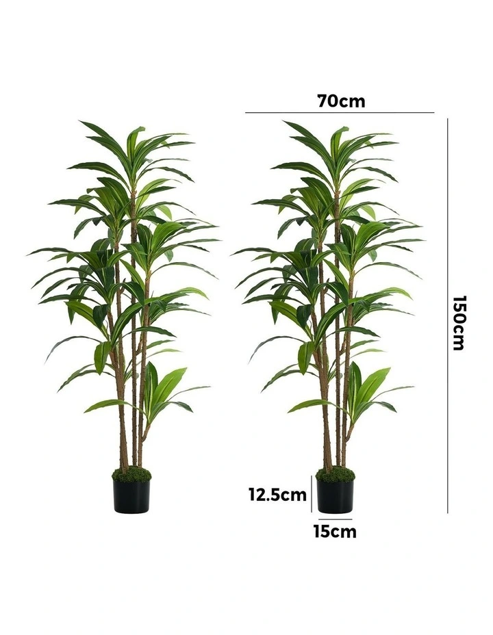 Livsip 2PCS Artificial Dracaena Tree 150cm Potted Faux Plant image 3