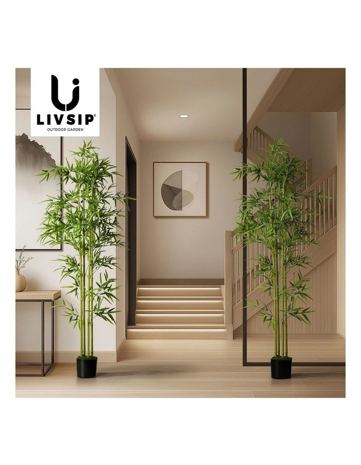 Livsip 2 Pack Artificial Bamboo Tree 180cm Faux Potted Plant image 7