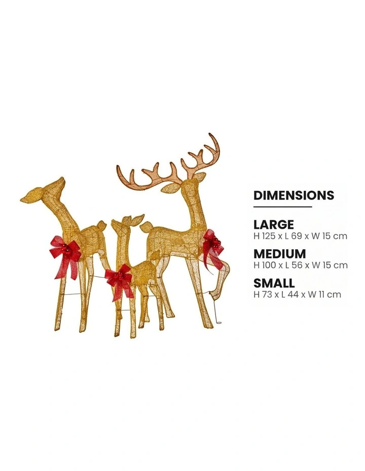 Christabelle 3 Reindeer Family Christmas Light Up Display 1.25m Animated Outdoor Indoor Decoration image 3