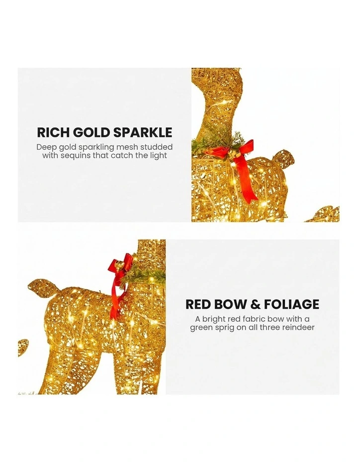 Christabelle 3 Reindeer Family Christmas Light Up Display 1.07m Rich Gold Animated Outdoor Indoor image 3
