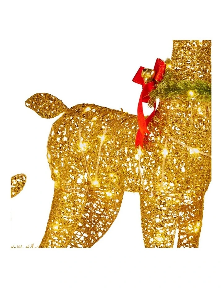 Christabelle 3 Reindeer Family Christmas Light Up Display 1.07m Rich Gold Animated Outdoor Indoor image 6