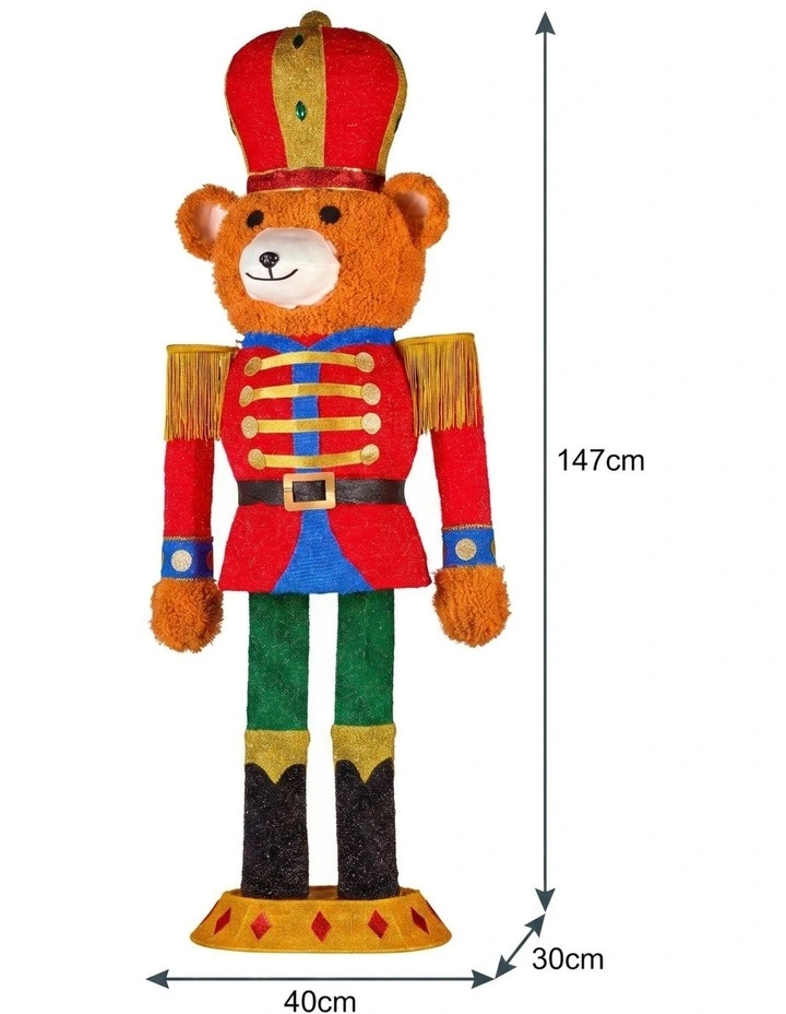 Christabelle 1.47m Teddy Bear Nutcracker Christmas Light Up Display LED Outdoor Indoor Decoration image 3