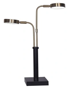 Sarantino LED Metal Table Lamp with 2 Lights Brushed Gold Black Finish