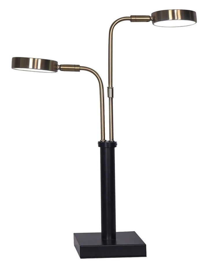 Sarantino LED Metal Table Lamp with 2 Lights Brushed Gold Black Finish image 1