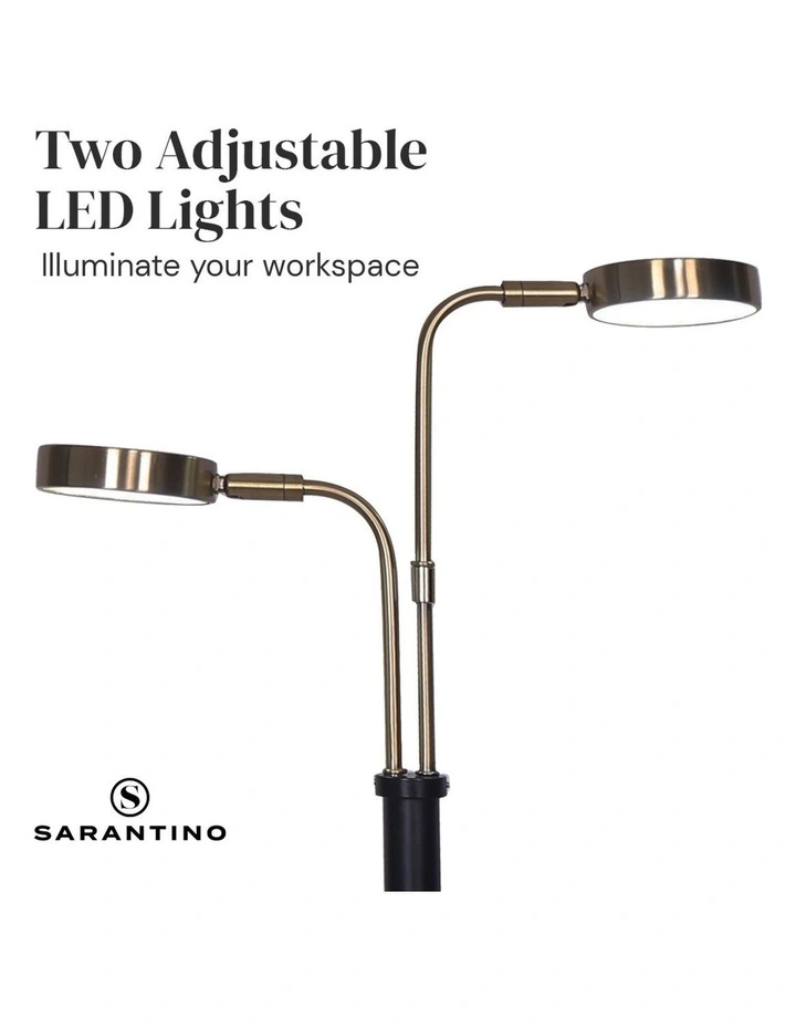 Sarantino LED Metal Table Lamp with 2 Lights Brushed Gold Black Finish image 6