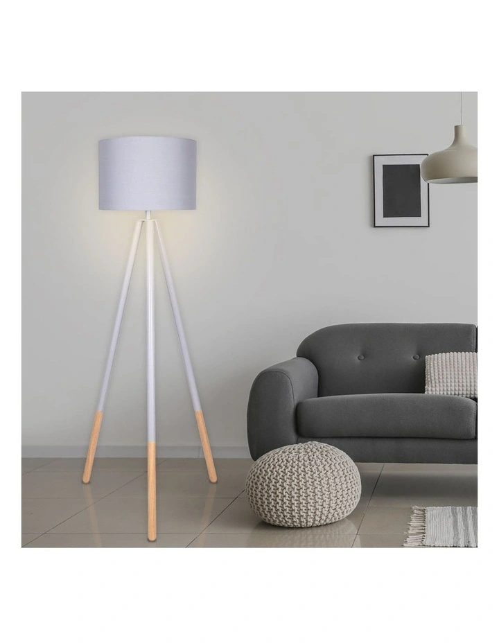 Sarantino Adjustable Height Arc Floor Lamp Antique Brass Shade image 3
