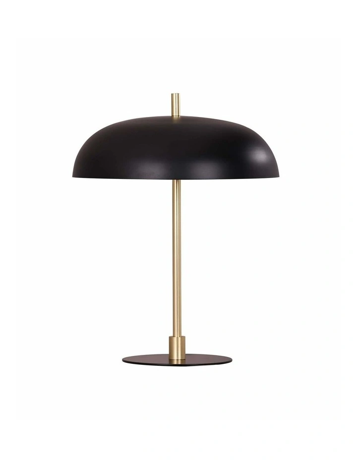 Paraguas Interior Black Dome Shade with Brass Rod Table Lamp image 1