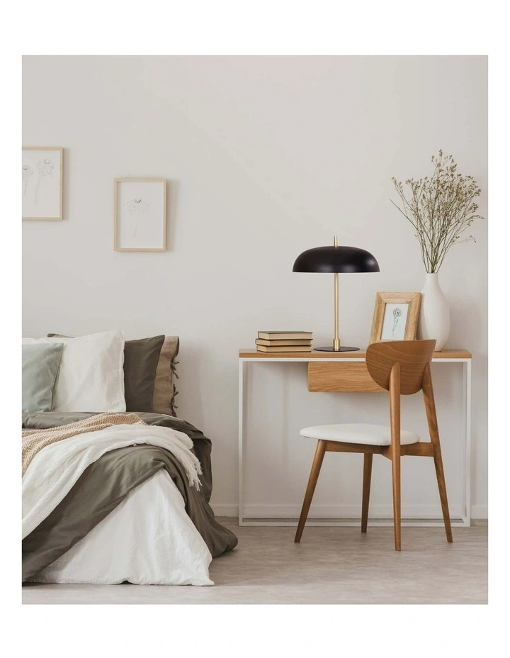 Paraguas Interior Black Dome Shade with Brass Rod Table Lamp image 2