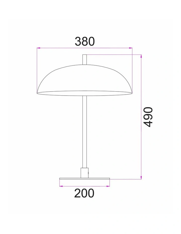 Paraguas Interior Black Dome Shade with Brass Rod Table Lamp image 3