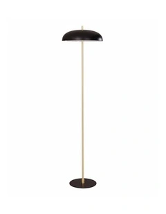 Paraguas Interior Black Dome Shade with Brass Rod Floor Lamp