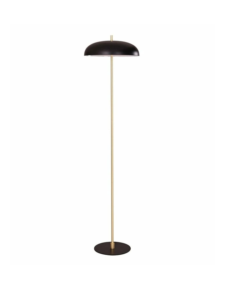 Paraguas Interior Black Dome Shade with Brass Rod Floor Lamp image 1