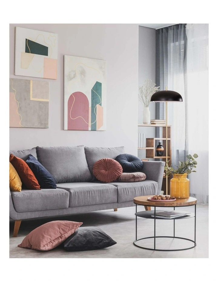 Paraguas Interior Black Dome Shade with Brass Rod Floor Lamp image 2