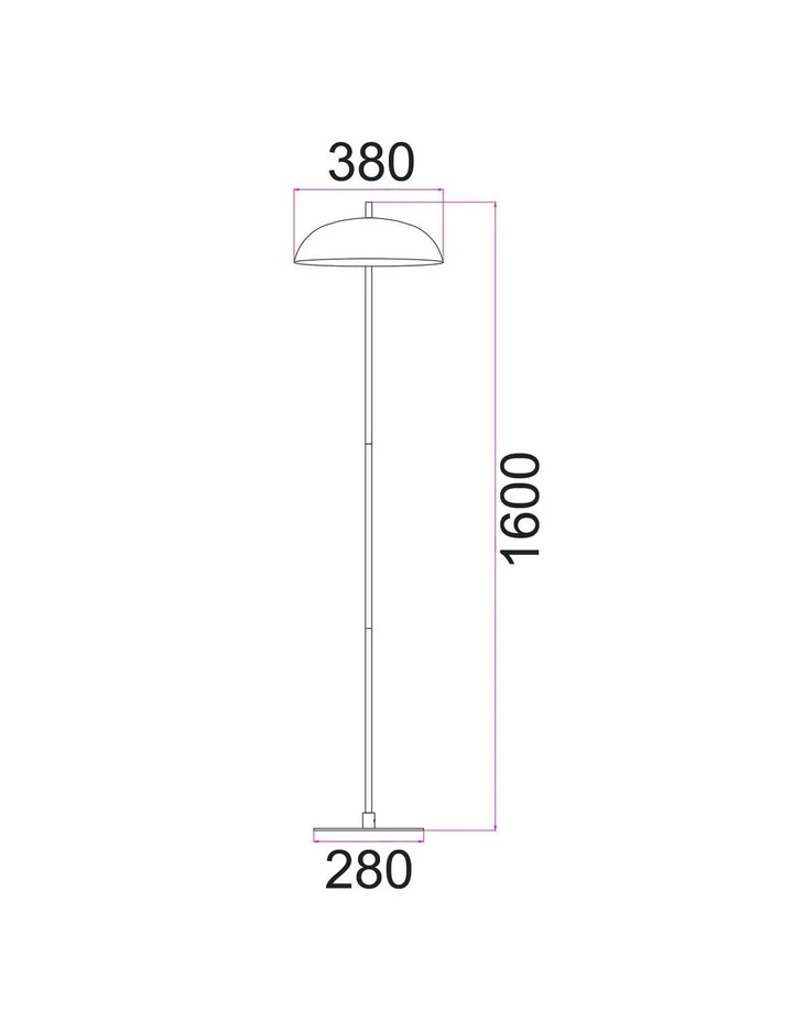 Paraguas Interior Black Dome Shade with Brass Rod Floor Lamp image 3