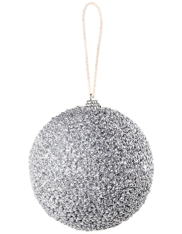 Sherwood Sugar Bead Christmas Baubles (6 Pack) Silver image 4