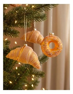 Sherwood Christmas Donuts and Croissants Christmas Ornaments (6 Pack) Gold
