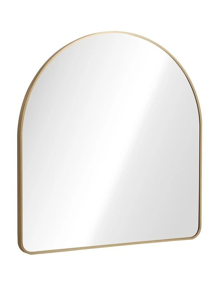 Oikiture 100cm x 100cm Wall Mirror 3mm Thick Wall-Mounted Arched Aluminium Frame image 1