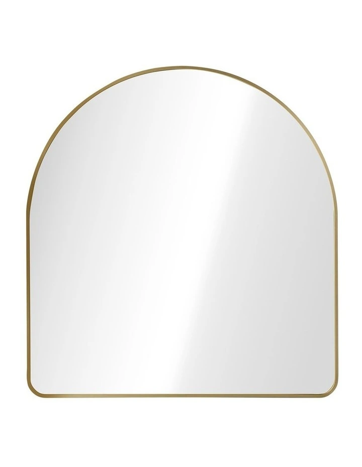 Oikiture 100cm x 100cm Wall Mirror 3mm Thick Wall-Mounted Arched Aluminium Frame image 2