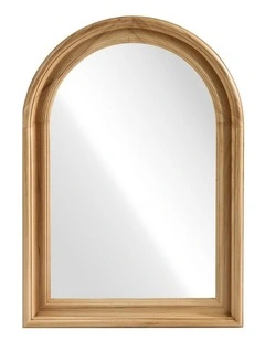 Oikiture 85x60cm Arched Wall Mirror Decorative Mirror Wide Frame Natural